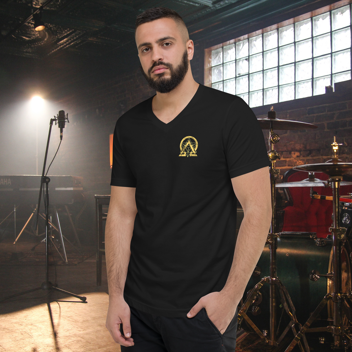 rnc4music V-Neck-T-Shirt „Signature“ – Schwarz rechte Seite