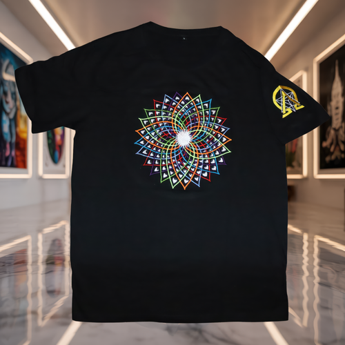 UV-T-Shirt „Fractal Spiral“ – Schwarz Rückseite
