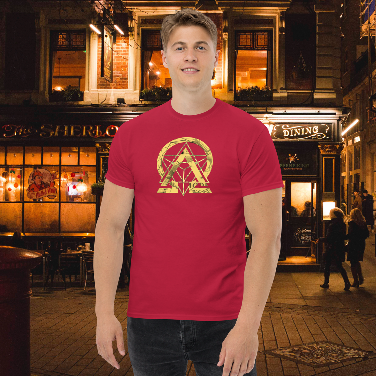 rnc4music T-Shirt „Essential“ – Kardinalrot Vorderseite