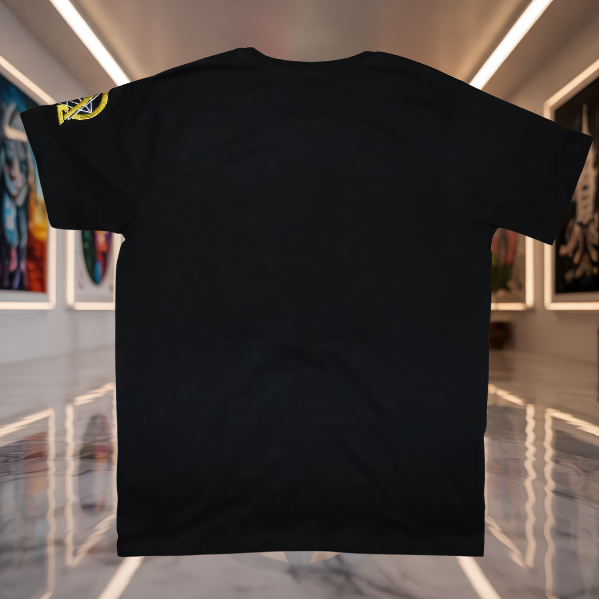 UV-T-Shirt „Sri Yantra“ – Schwarz Rückseite