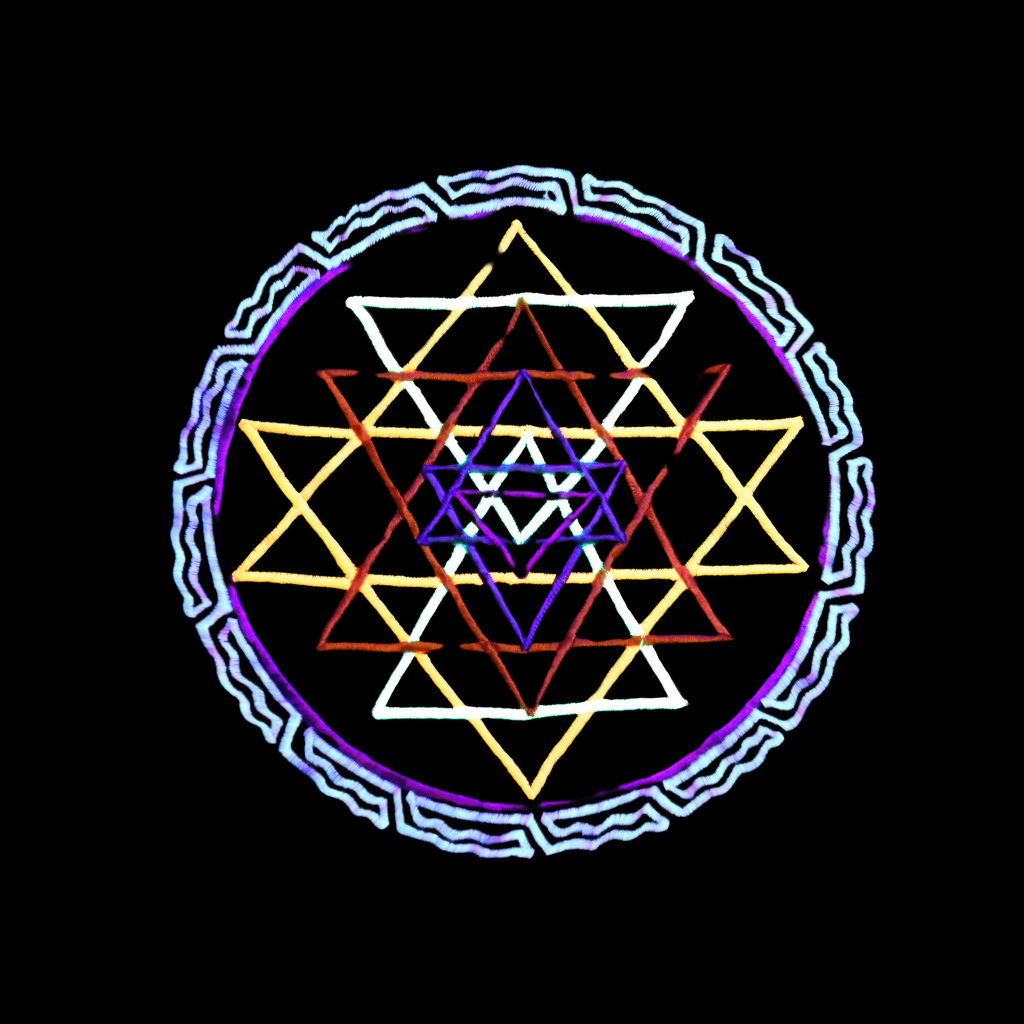 Sri Yantra UV Reactive T-Shirt blacklight artwork product image.