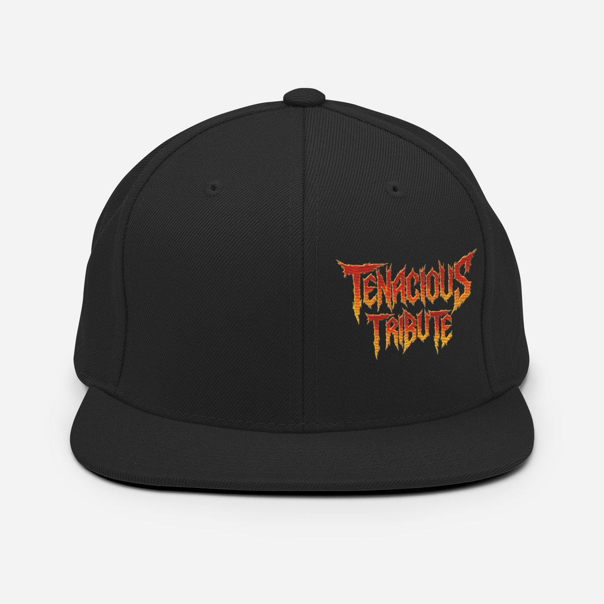 Tenacious Tribute Snapback Hat black back product image.