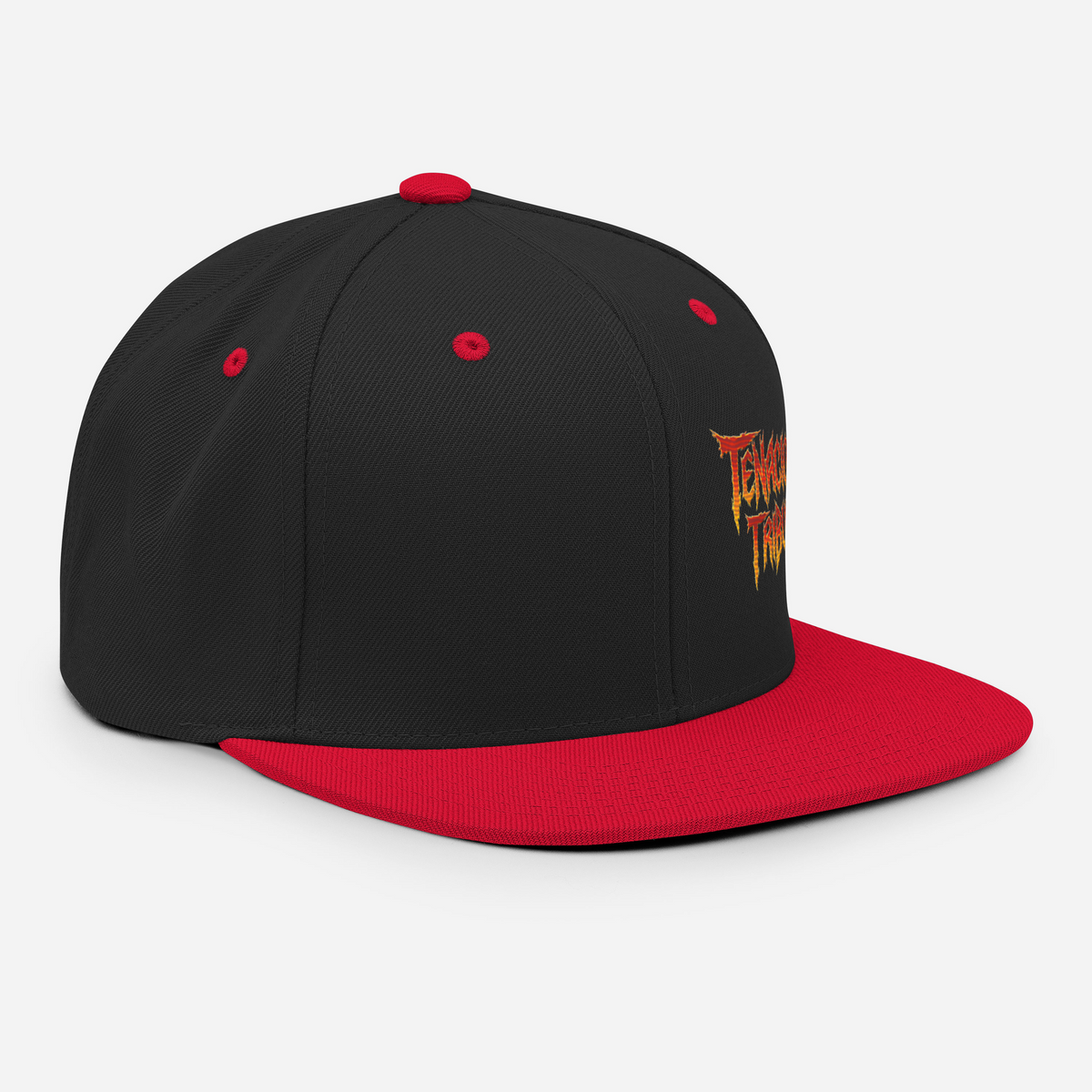Tenacious Tribute Snapback Hat black-red right front view.