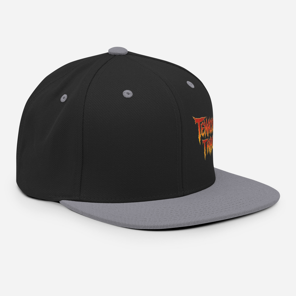 Tenacious Tribute Snapback Hat black-silver right front view.