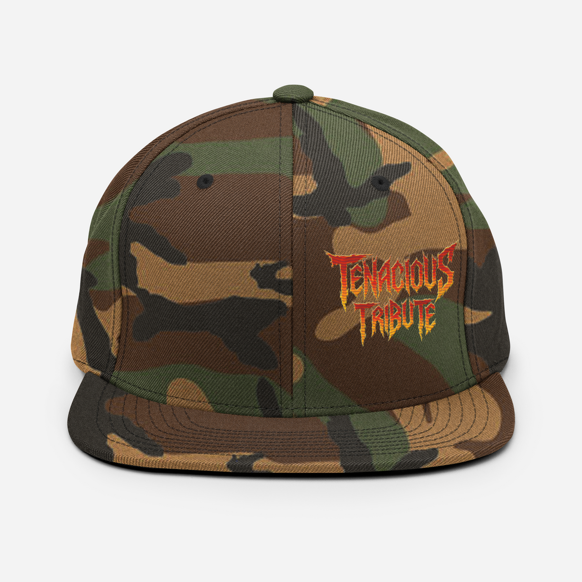 Tenacious Tribute Snapback-Cap – Grün-Camouflage Vorderseite